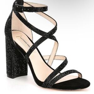 Black Strappy Rhinestone Hazlyn Heels